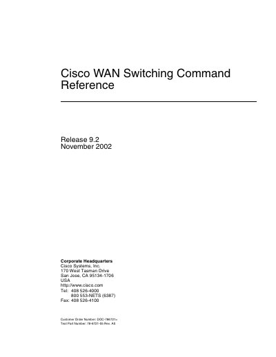 Cisco IGX and BPX WAN Switching Command Reference - cover page