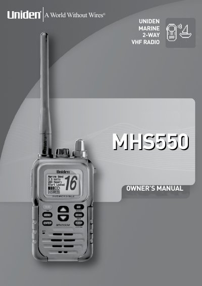 Uniden MHS550 Marine Two-Way Radio Owner's Manual - cover page