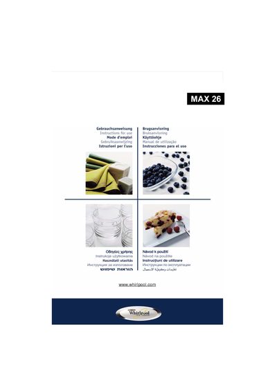 Whirlpool MAX26 Microwave Oven User Manual - cover page