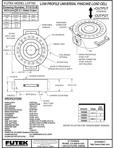 FUTEK LCF700 Load Cell Handbook - cover page
