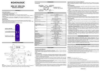 Datalogic SR21-IR / SR21-RG Photoelectric Infrared Sensor User Manual - cover page