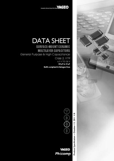 Yageo X7R Surface-Mount Ceramic Multilayer Capacitors Datasheet - cover page