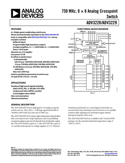 Analog Devices ADV3228/ADV3229 Datasheet - cover page