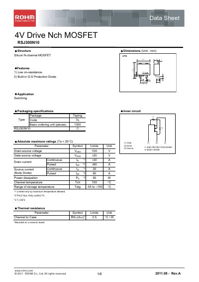 ROHM RSJ300N10 Datasheet - cover page
