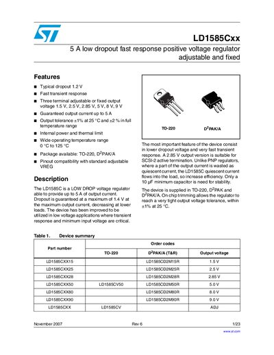 STMicroelectronics LD1585Cxx Voltage Regulator Handbook - cover page