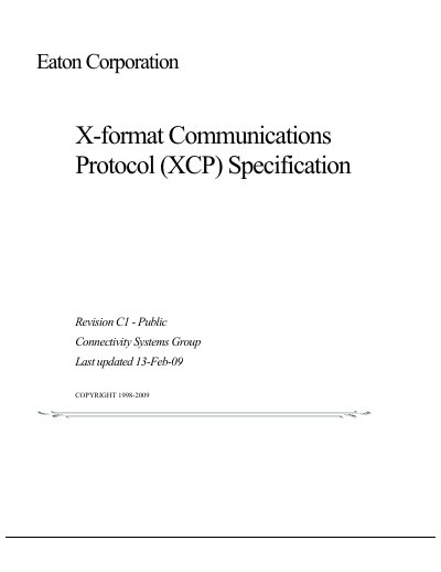 Eaton XCP Protocol Specification Rev C1 - cover page