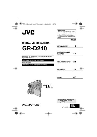 JVC GR-D240 User Manual - cover page