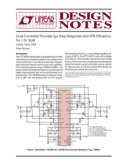 Linear Technology Design Note 1028 LTC3838 Dual Controller Application Note - cover page