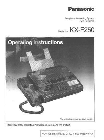 Panasonic KX-F250 Telephone Answering System with Facsimile Operating Instructions - cover page
