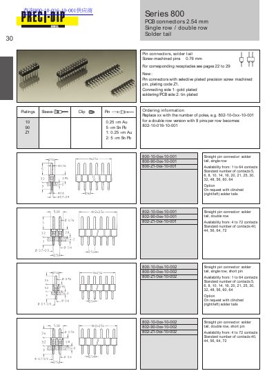 Molex Series 800 PCB Connectors 2.54 mm Handbook - cover page