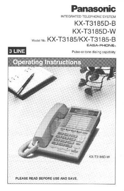 Panasonic KX-T3185D-B/KX-T3185D-W/KX-T3185/KX-T3185-B Manual - cover page
