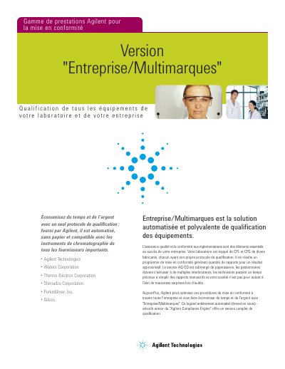 Agilent Enterprise/Multibrands Compliance Software Brochure - cover page