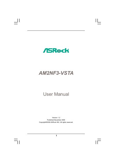 ASRock AM2NF3-VSTA Motherboard User Manual - cover page