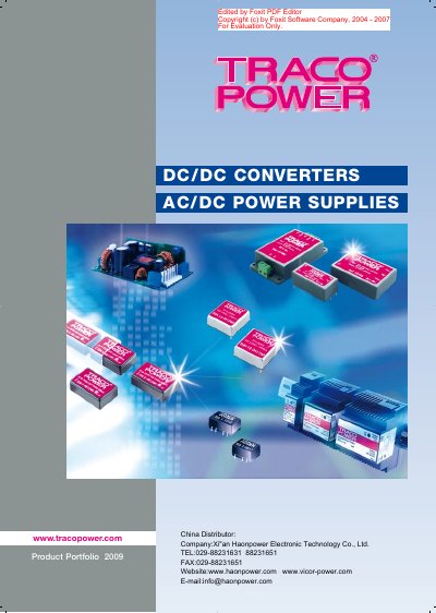 Traco DC/DC Converters and AC/DC Power Supplies Product Leaflet