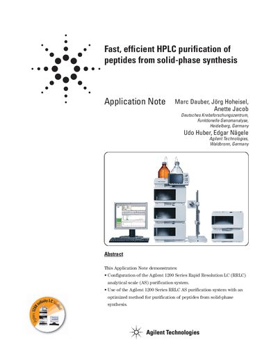 Agilent 1200 Series RRLC AS Peptide Purification Application Note - cover page