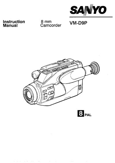 Sanyo VM-D9P Camcorder User Manual - cover page