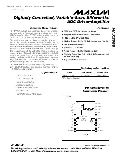 Maxim MAX2055 Datasheet - cover page