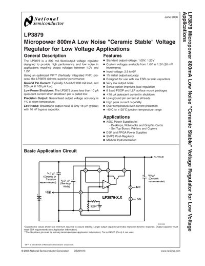 National Semiconductor LP3879 Voltage Regulator Datasheet - cover page