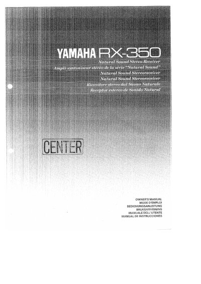 Yamaha RX-350 Stereo Receiver User Manual - cover page