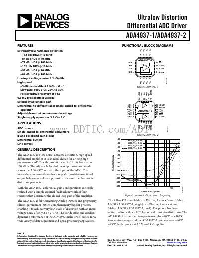 Analog Devices ADA4937-1/ADA4937-2 Datasheet - cover page