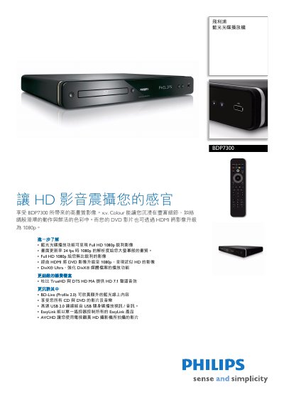 Philips BDP7300 Blu-ray Disc Player User Manual - cover page