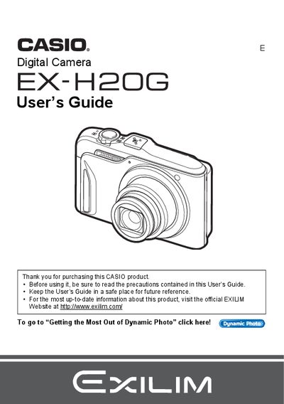 CASIO EX-H20G Manual - cover page