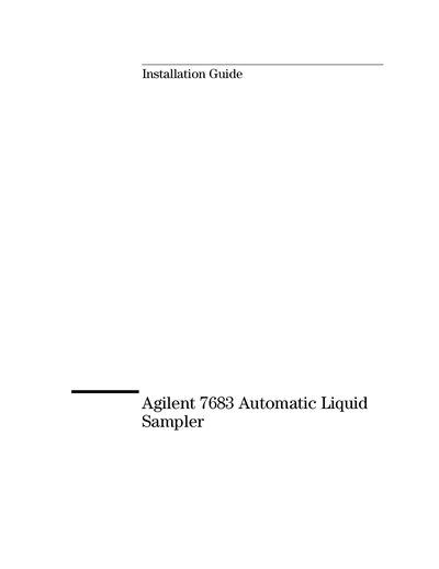 Agilent 7683 Automatic Liquid Sampler Installation Guide - cover page