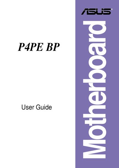 ASUS P4PE BP User Guide - cover page