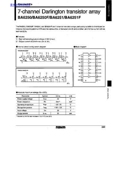 ROHM BA6250/BA6250F/BA6251/BA6251F Datasheet - cover page