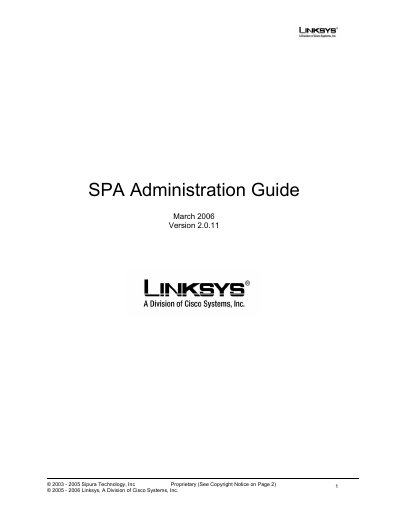 Linksys SPA-2000 Administration Guide - cover page