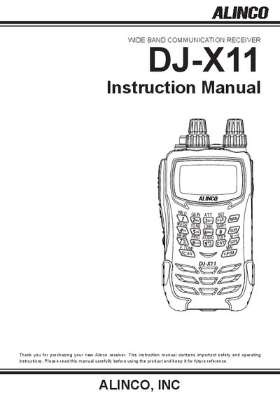 Alinco DJ-X11 Wide Band Communication Receiver Instruction Manual - cover page