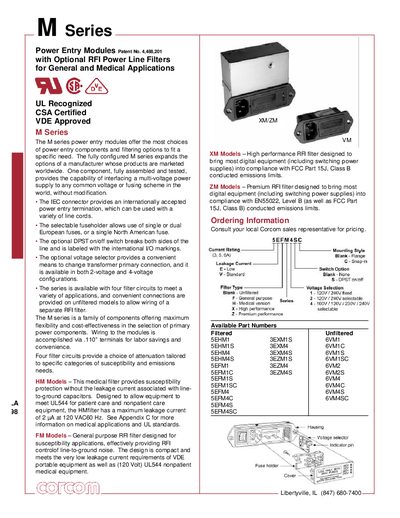 CORCOM M SERIES Datasheet - cover page
