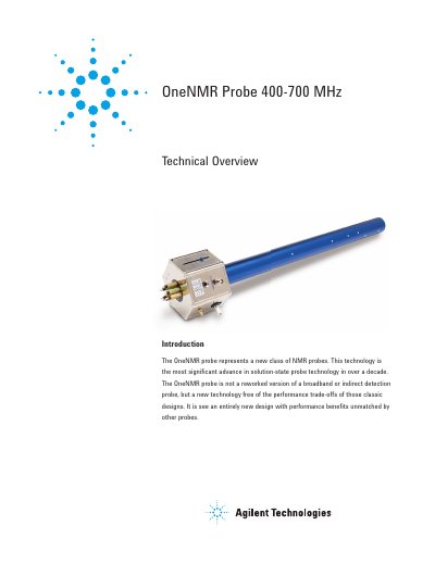 OneNMR Probe 400-700 MHz Manual - cover page