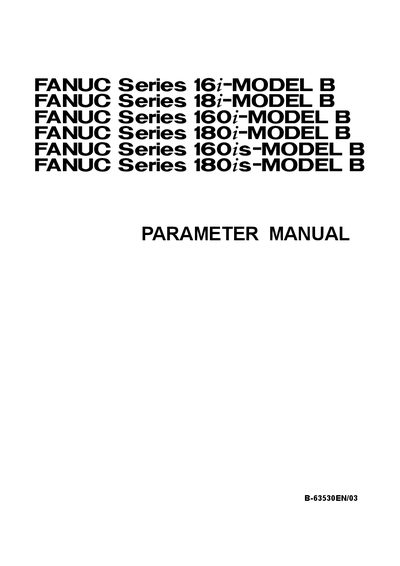 FANUC Series 16i/18i/160i/180i-MODEL B Parameter Manual - cover page