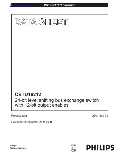 PHILIPS CBTD16212 24-bit level shifting bus exchange switch with 12-bit output enables handbook  - cover page