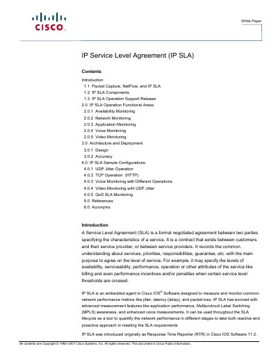 Cisco IP SLA White Paper