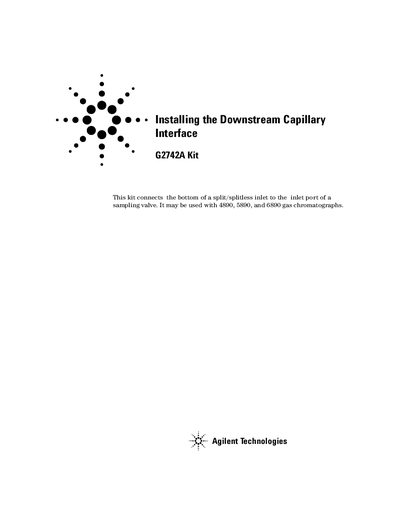 Agilent - Installing a Downstream Capillary Interface for the 6890 5890 4890 GCs Manual - cover page