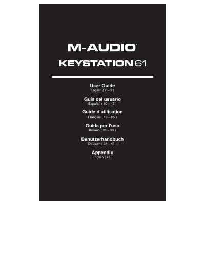M-Audio Keystation 61 User Guide - cover page