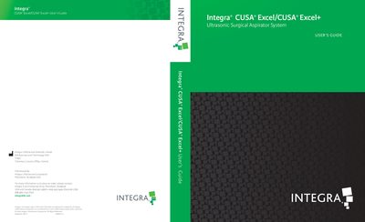 Integra CUSA Excel / CUSA Excel+ User Manual - cover page