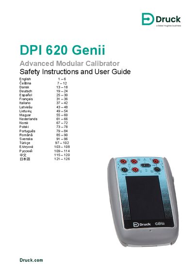 Druck DPI 620G Safety Instructions and User Guide - cover page