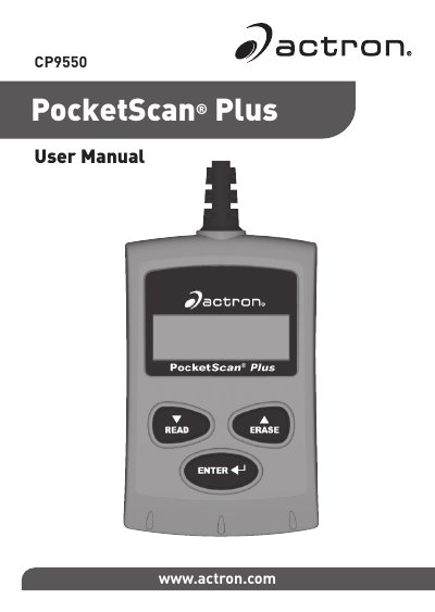 Actron CP9550 PocketScan Plus User Manual - cover page