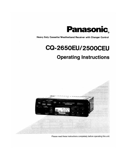 Panasonic CQ-2650EU/CQ-2500CEU Heavy Duty Cassette/Weatherband Receiver Operating Instructions - cover page