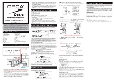 ORCA Oe101 Professional Speed Control User Manual - cover page