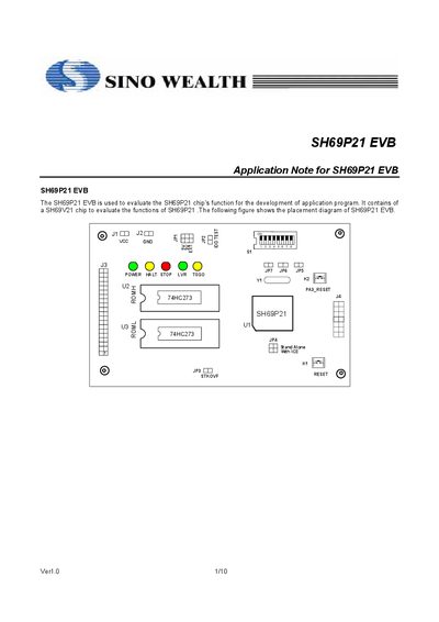 Sino Wealth SH69P21 EVB Application Note - cover page