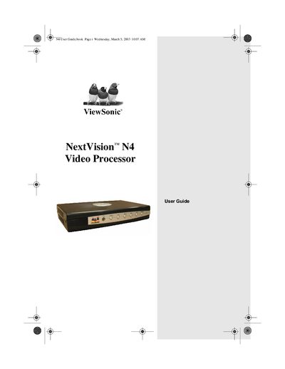 ViewSonic NextVision N4 Video Processor User Guide - cover page