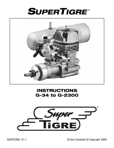 SuperTigre G-34/G-2300 Engine User Manual - cover page