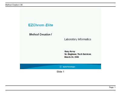 Agilent EZChrom Elite Method Creation Seminar Slides - cover page