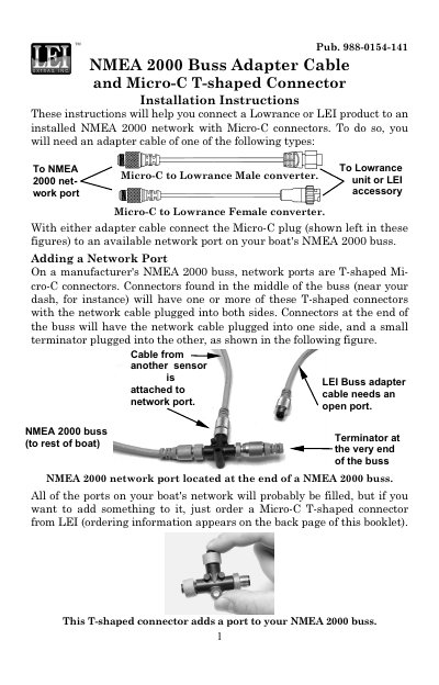 LEI NMEA 2000 Buss Adapter Cable Installation Instructions - cover page