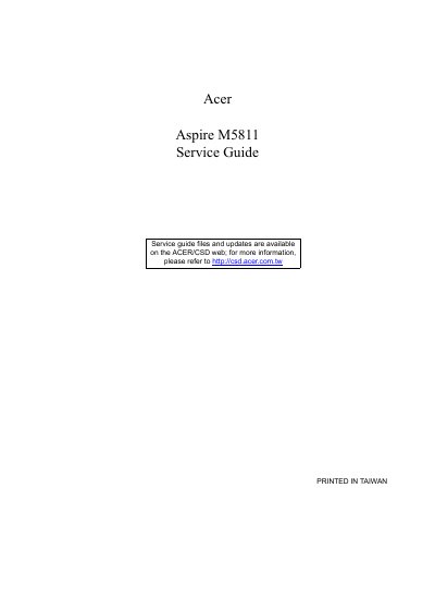 Acer Aspire M5811 Service Manual - cover page