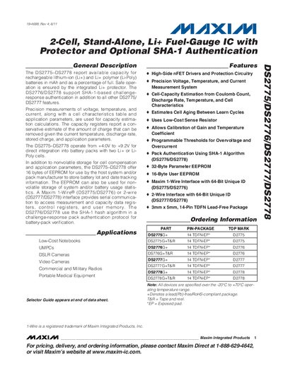 Maxim DS2775/DS2776/DS2777/DS2778 Datasheet - cover page